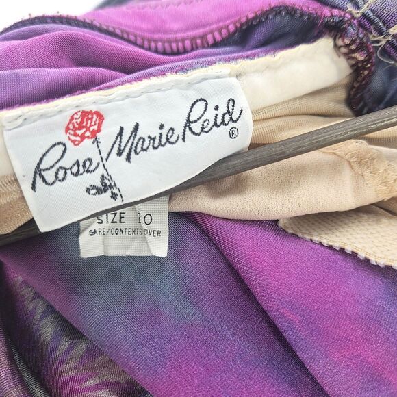 Vtg 80s Rose Marie Reid Rose Purple Pink Shimmery Silver Halter Swimsuit S/M/10 - Picture 11 of 16